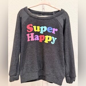 Chaser Gray Sweater with Multicolor 'Super Happy' Design